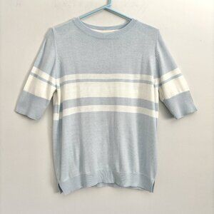 MerSea Courte Short Sleeve Sweater Blue White Striped Women’s Sz Medium Top